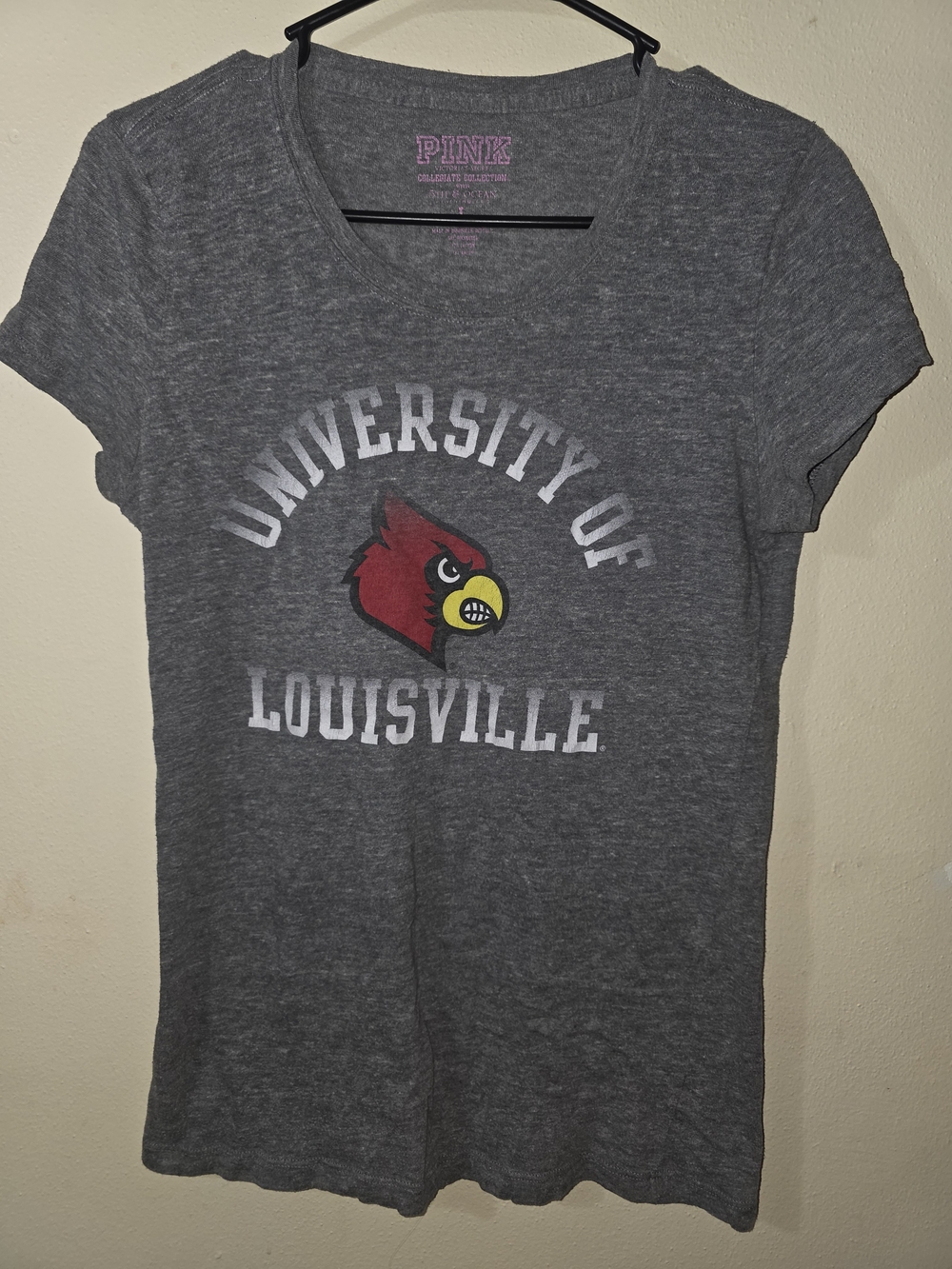 PINK Victoria's Secret University of Louisville Gray Scoop Neck Tee